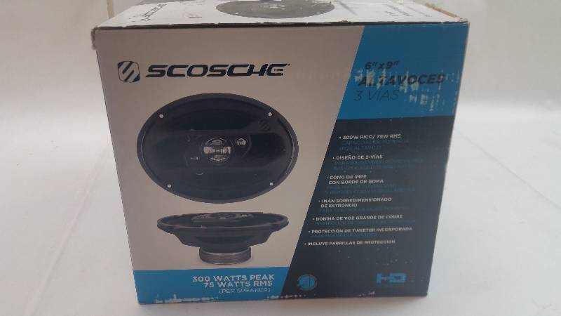 lot 499 image: Pair of Scosche HD6903 6in x 9in 3-WayCar Speakers UNUSED