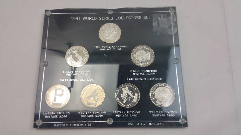 lot 504 image: 1991 World Series 7 Silver Round Coin Set .999 Set Silver 346500 GREAT CONDITION