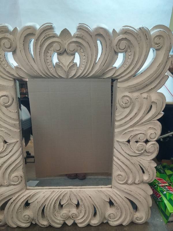 lot 57 image: Large White The Rachella Collection Mirror 43W x 50H