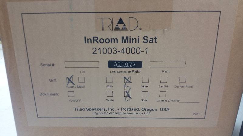 lot 537 image: Set of 2 Triad InRoom Mini Satellite Speakers UNUSED