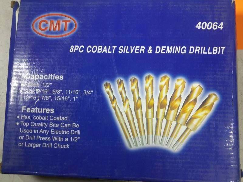 8 piece Cobalt Silver Drill bit set  120 piece home project kit