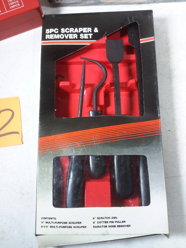 O Ring Set,  5 piece Scraper, Chisel Set 10 piece Spring Clamp set