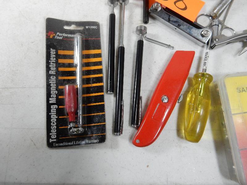 Misc. items as pictured.. Includes Extension Magnets, Wire brush, small ratchet screw drivers Grease fitting set