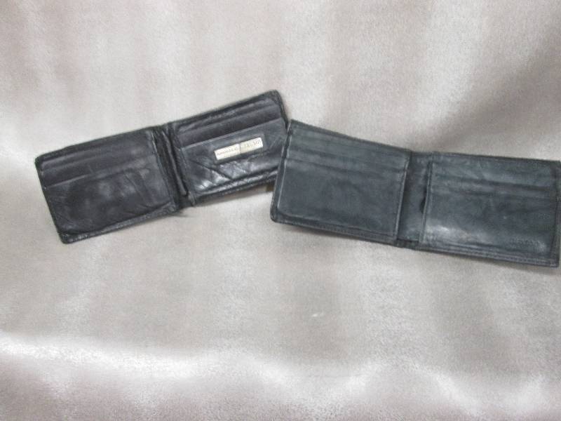 Lot of 2 Black Leather Wallets, one...