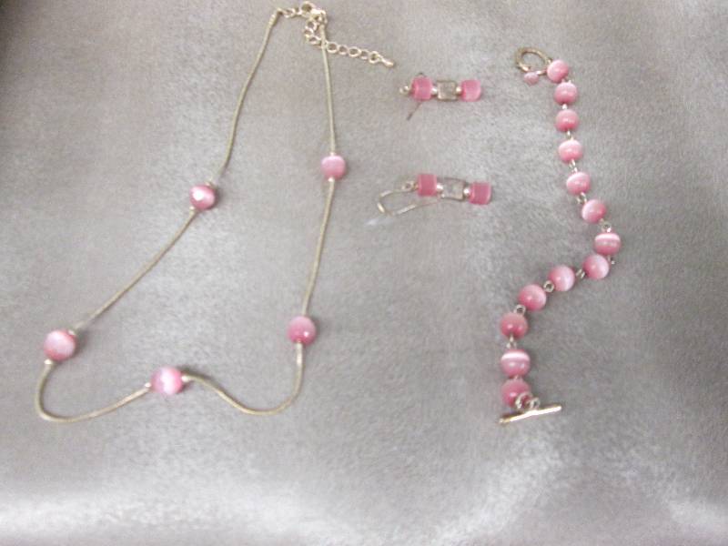Pink Earrings, Bracelet & Necklace ...