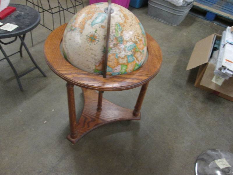 World Globe in Wood Stand with cast...