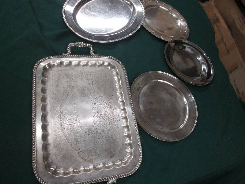Lot of 5 Silver Toned Serving Piece...