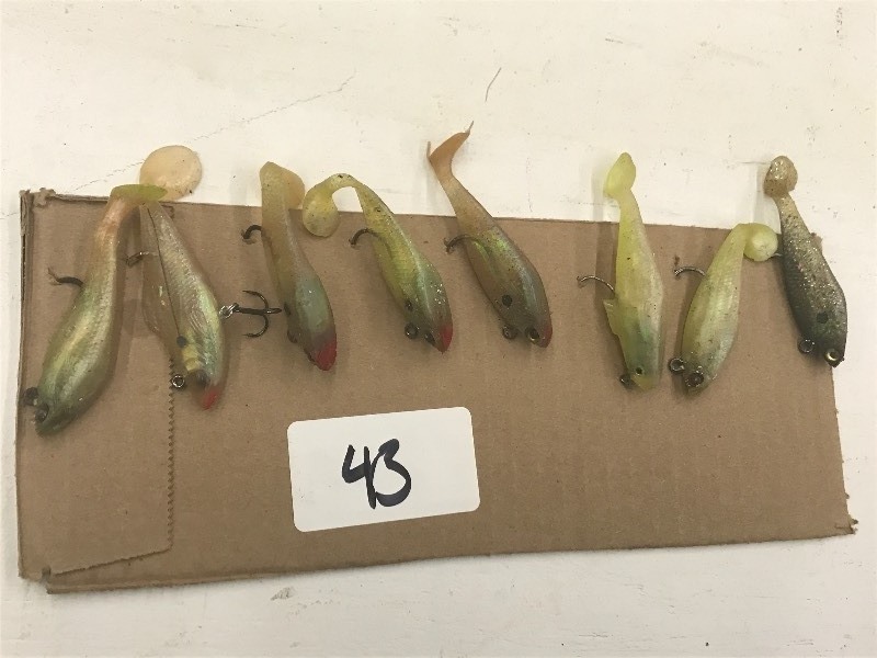 lot 43 image: (7) Assorted Weighted Soft Bait Lur...