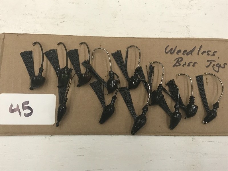 lot 45 image: (12) Assorted Weedless Bass Jigs ...