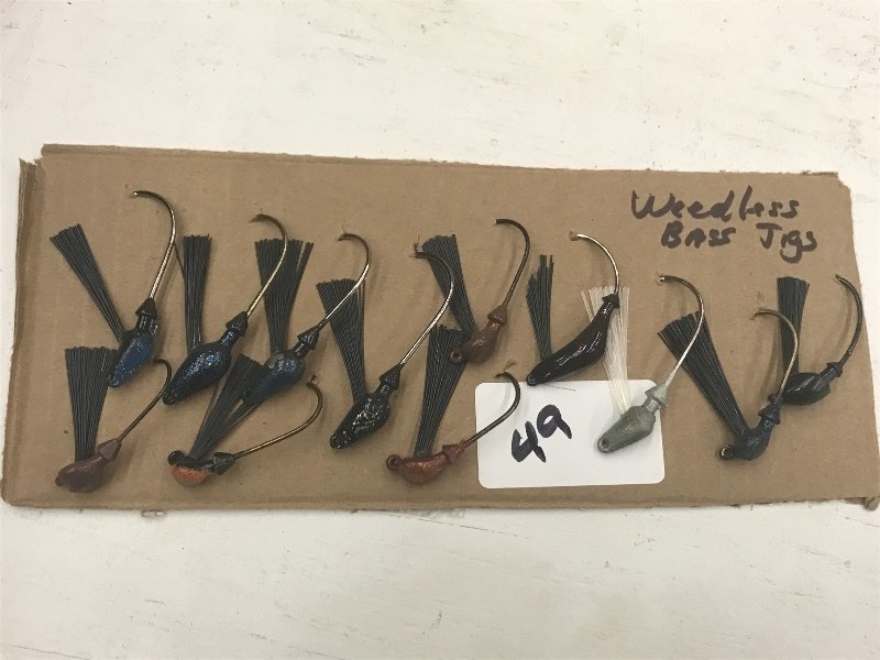 lot 49 image: (12) Assorted Weedless Bass Jigs ...