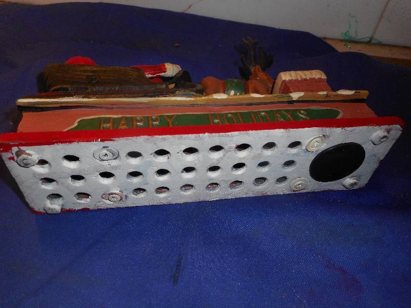 happy holidays cast iron bank
