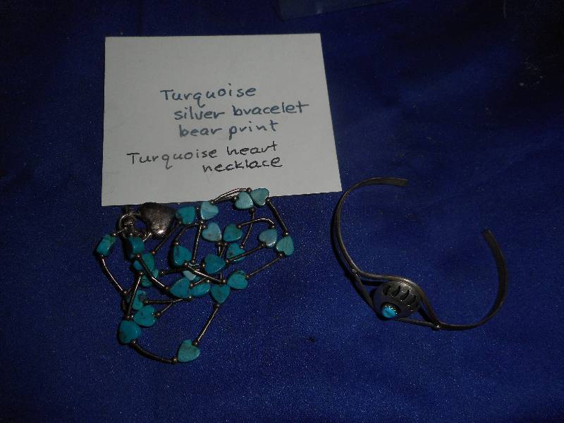 TURQUOISE SILVER BRACLET AND NECKLACE