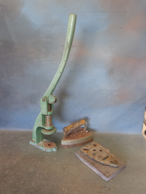 lot 142 image: Antique Iron and Button Press