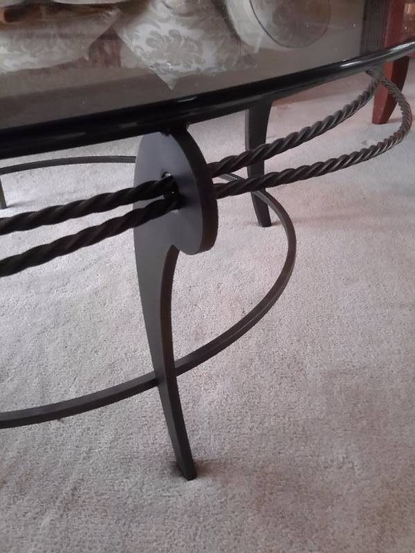 lot 5 image: Nice Glass top and Heavy  Metal Coffee Table
