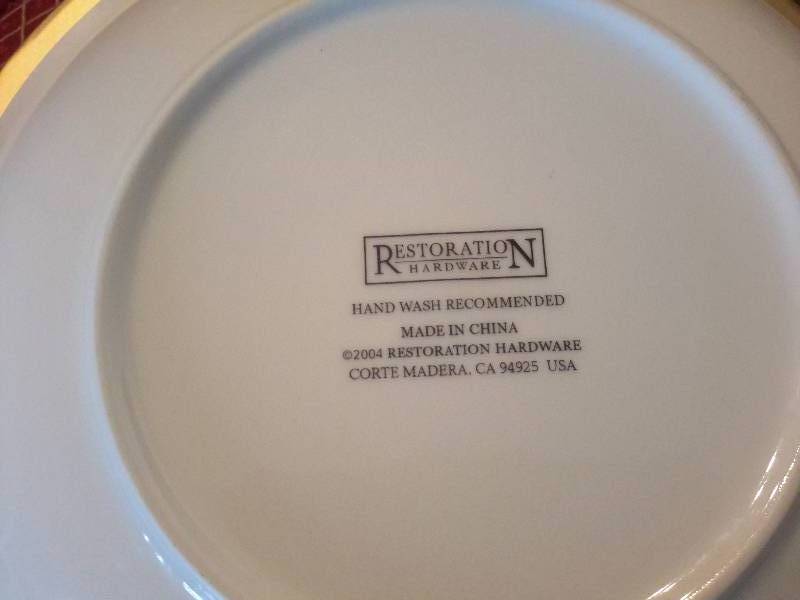 lot 56 image: 8, Restoration Hardware, PEAR theme plates.. New in their boxes