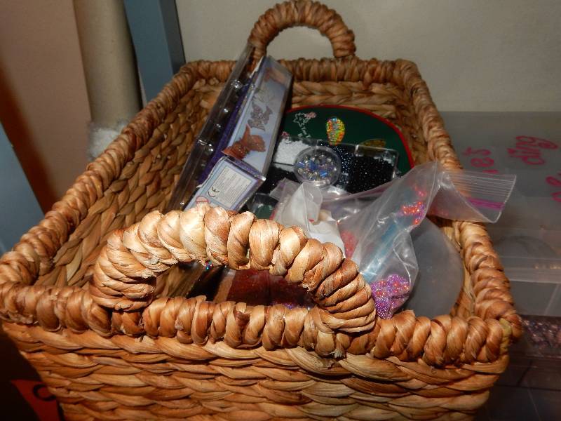 lot 91 image: Large lot of Craft items.. Lots of Beads, paints, Stamps and more.. Look at all the closeups. Plastic Shelf included.. Bring your own boxes