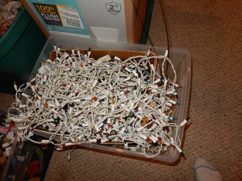 lot 92 image: LARGE LOT OF CHRISTMAS DECORATIONS.. Some very nice ones.. The one box has multiple levels of Christmas balls. Take it all away