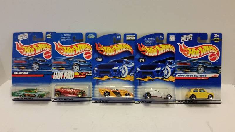 lot 42 image: Lot of (5) Hot Wheels Cars in Original Packaging - See Pictures for Styles and Series
