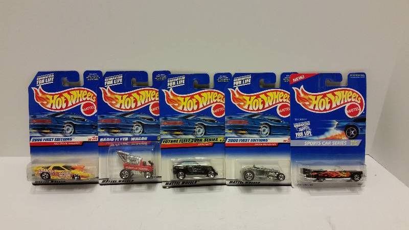 lot 26 image: Lot of (5) Hot Wheels Cars in Original Packaging - See Pictures for Styles and Series