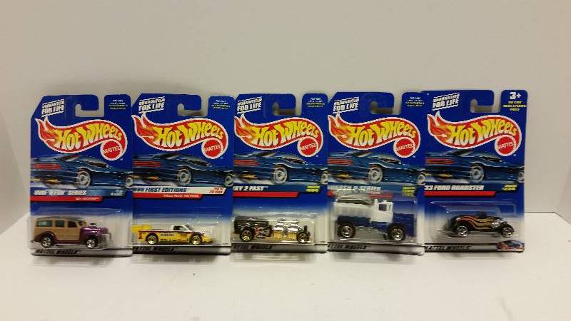 lot 6 image: Lot of (5) Hot Wheels Cars in Original Packaging - See Pictures for Styles and Series