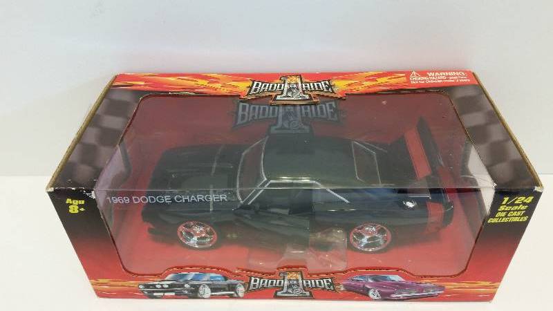 lot 56 image: Badd Ride 124th Scale 1969 Dodge Charger Die Cast Metal Car in Original Packaging