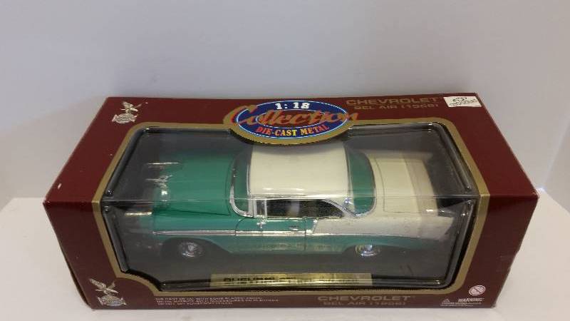 lot 47 image: Road Legends 118th Scale 1956 Chevrolet Bel Air Die Cast Metal Car in Original Box