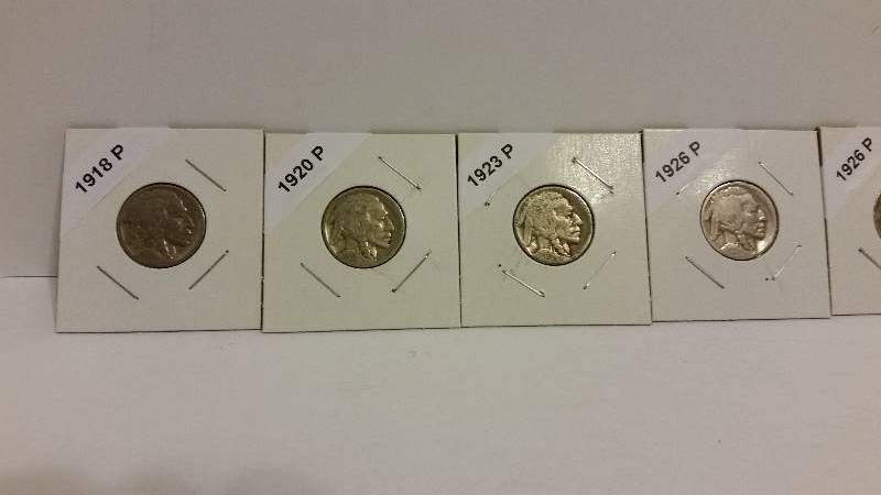 lot 175 image: Lot of (8) Buffalo Nickels with Partial (readable) Dates and Mint Marks