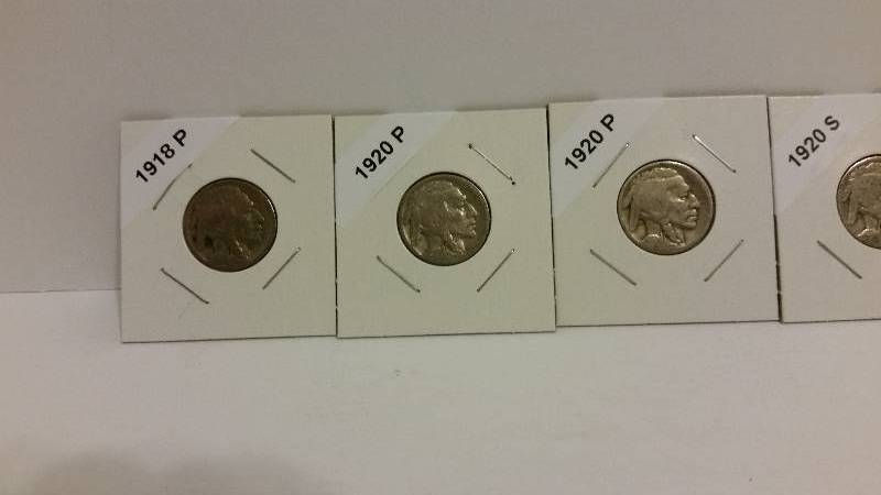 lot 176 image: Lot of (8) Buffalo Nickels with Partial (readable) Dates and Mint Marks