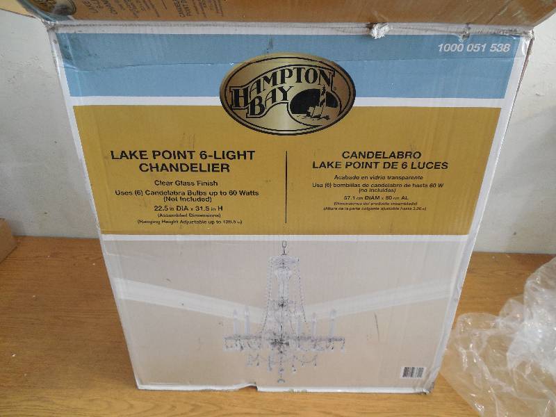 Hampton Bay Lake Point 6-Light Chrome and Clear Crystal Chandelier