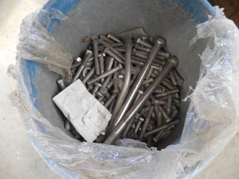 PAIL OF BOLTS & MISC.