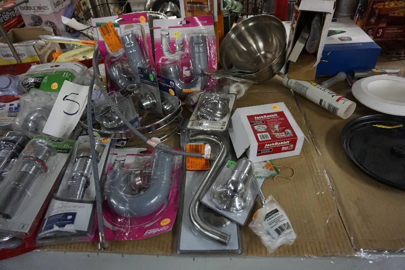 lot 51 image: Large Lot of Kitchen and Bathroom Sink Plumbing Drains, Pipe and Accessories