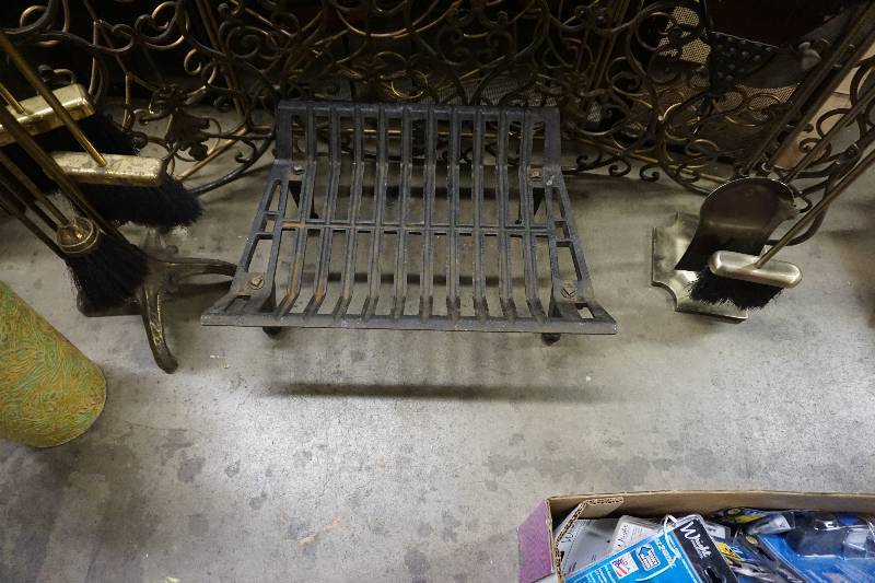 lot 66 image: Assorted Fire Place Screens, Tools and Grate