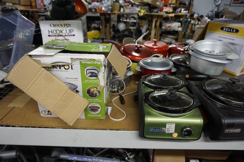 lot 81 image: Large Lot of Crock Pot Brand Electric Crock Pots and Food Warmers