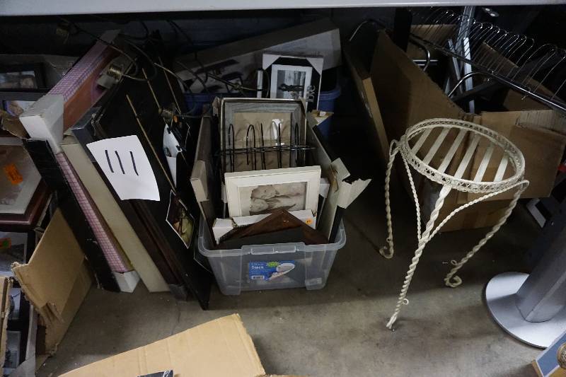 lot 111 image: Large LotPallet Shelving Unit Of Wall Decor