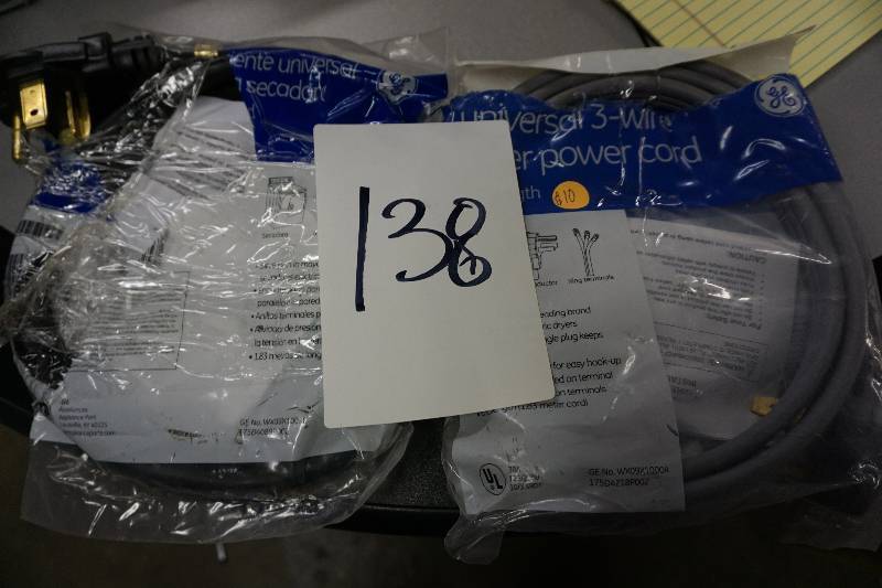lot 138 image: 2  Universal 3 and 4 Wire Dryer Power Cords