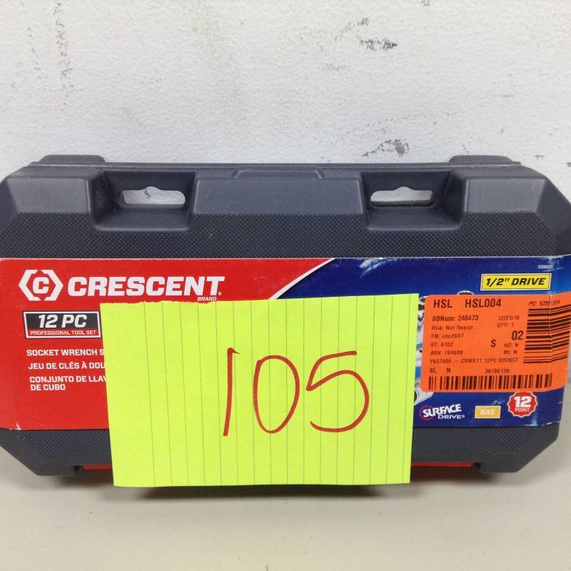 Crescent 12 in. Drive 12 Point SAE Socket Wrench Tool Set with Case (12-Piece) New