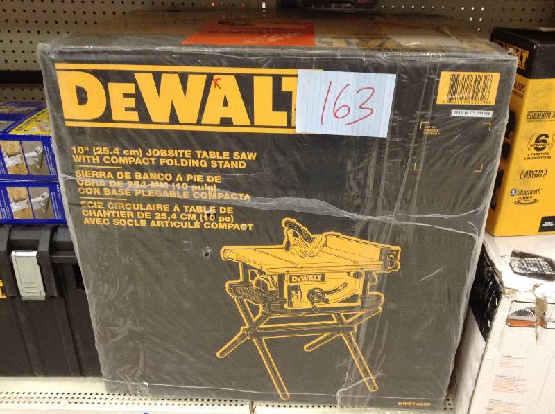 Table Saw, Blade Dia. 10 In., Arbor Size 58 In., Motor HP 2, Amps AC 15, No Load RPM 4800, Blade Tilt Right, Depth of Cut  90 Deg. 3-18 In., Depth of Cut  45 Deg. New sealed box