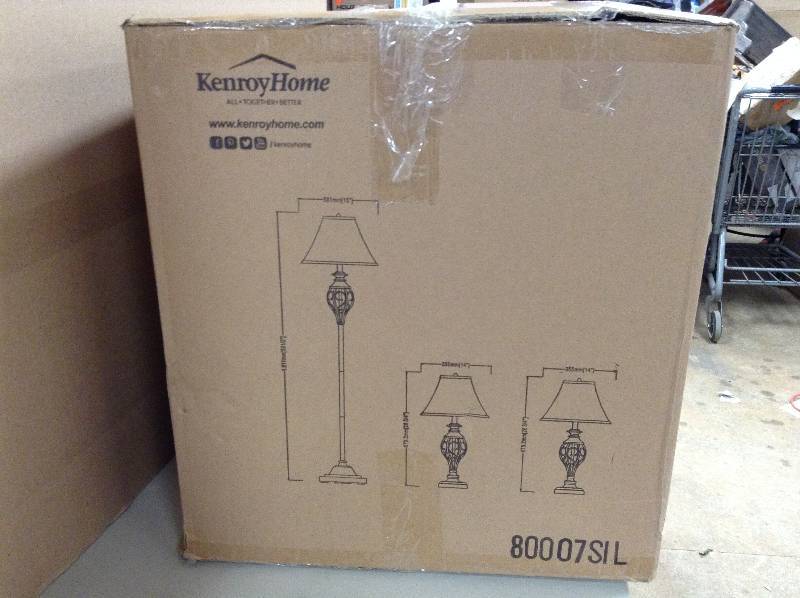Kenroy Home 80007SIL Cerise Multipack 2 Table Lamps and 1 Floor Lamp in Silver