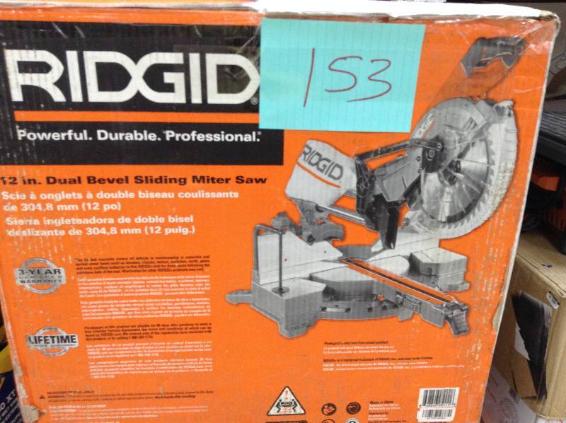 Ridgid 15 Amp 12 in. Corded Dual Bevel Sliding Miter Saw with 70 Degree Miter Capacity not used