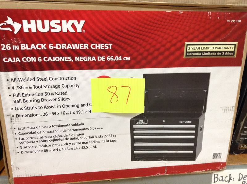 Husky 26 in Black 6 Drawer Chest never used