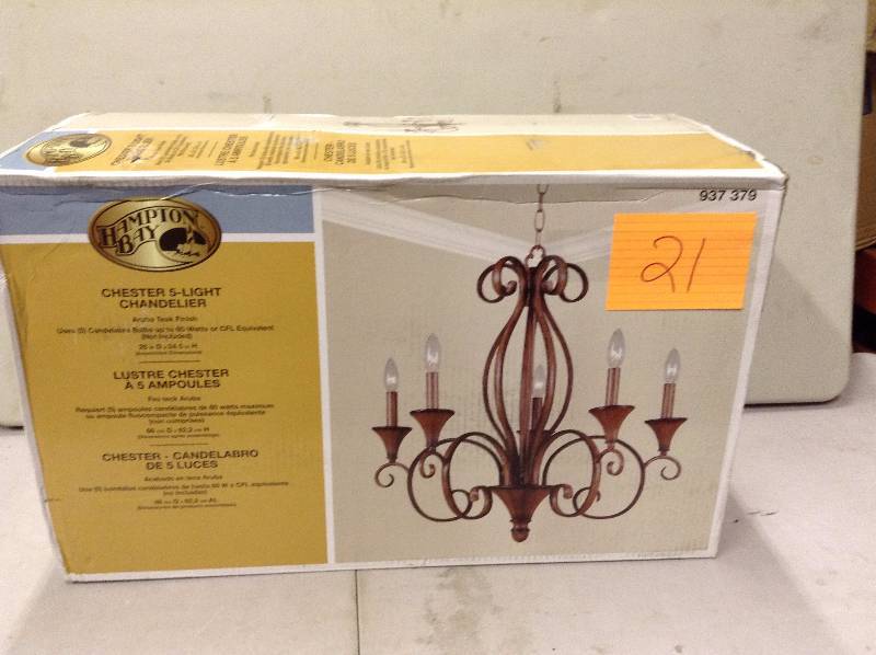 Hampton Bay Chester 5 Light Chandelier Never Used
