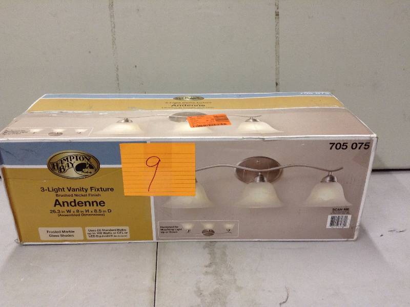 Hampton Bay 3 Light Vanity Fixture Brushed Nickel Finish Andene