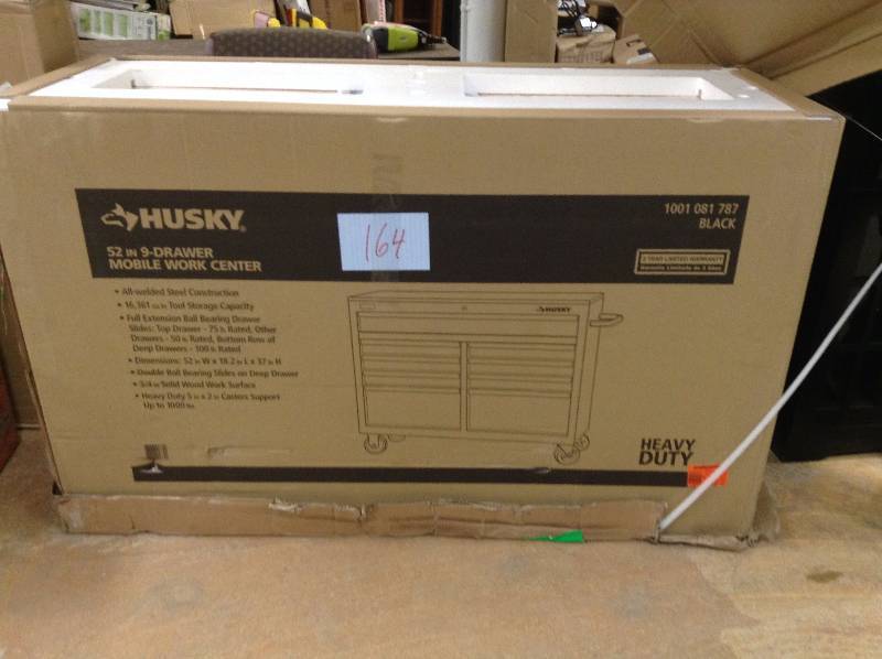 Husky 52 in 9 Drawer Mobile Work Center  Never used