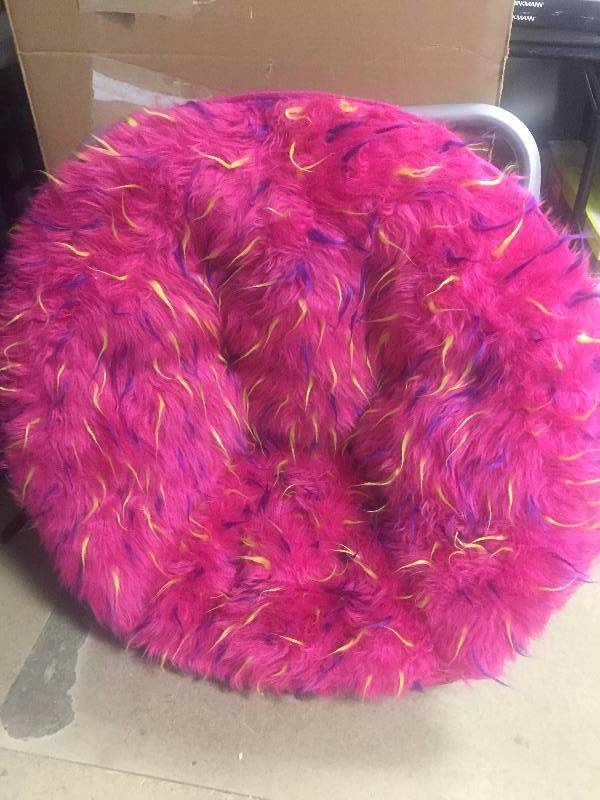 Your Zone Spiker Faux Fur Saucer Chair, Multiple Colors, Pink