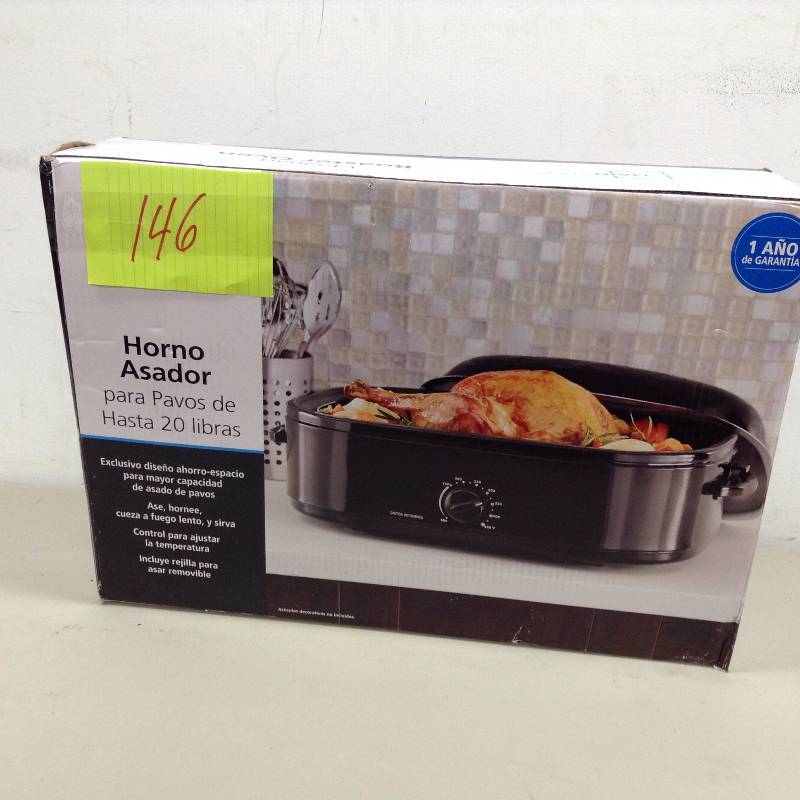 Mainstays 20-Pound Turkey Roaster with High-Dome Lid, 14-Quart, Black