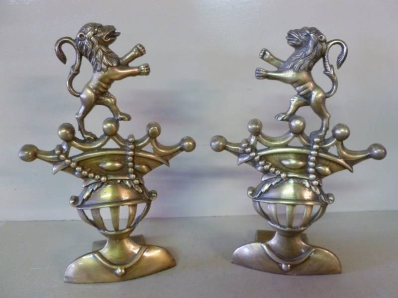 lot 88 image: Brass Bookends