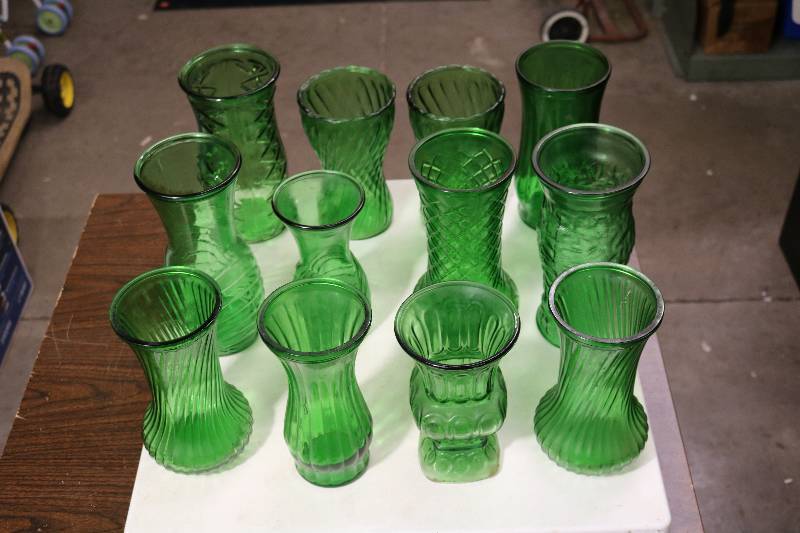 Green Glass Vases