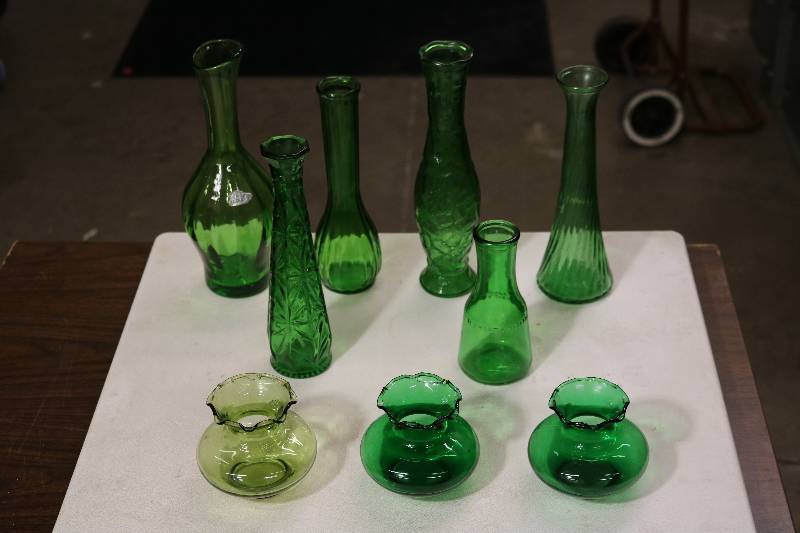 Green Glass VasesCandle Holders