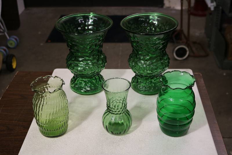 Green Glass Vases
