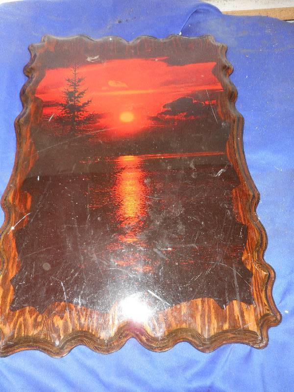 VINYAGE ALL WOOD SUNSET PICTURE